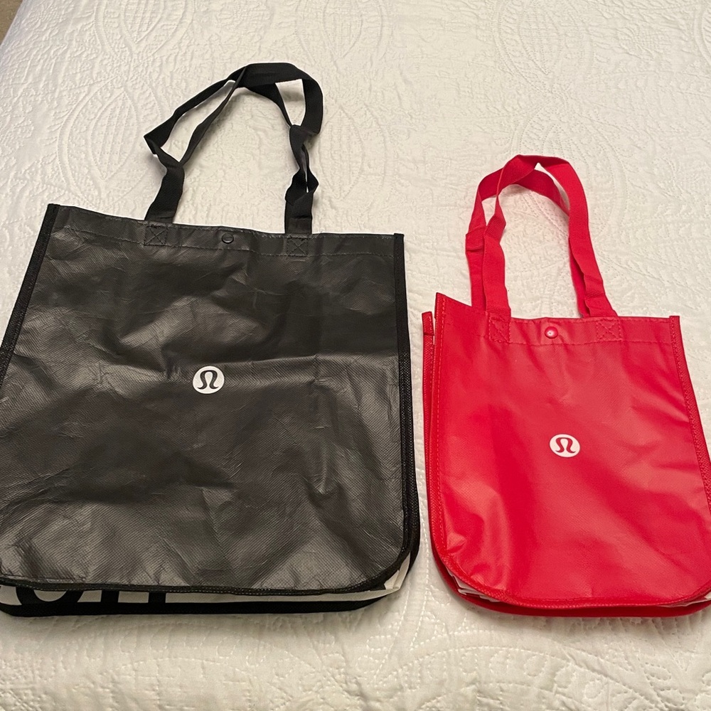 Set of 2 Lululemon Reusable Snap Closure Shopping Tote Bags